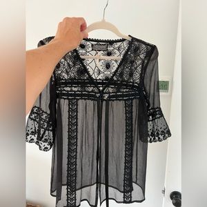 Free People Lace Button Front Blouse EUC